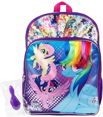 My Little Pony 16  Backpack With Rainbow Hair & Brush School Bookbag • $22