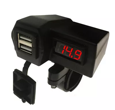 12V Motorcycle Dual USB Charger With Digital LED Voltmeter Power Port Adapter • $15.99