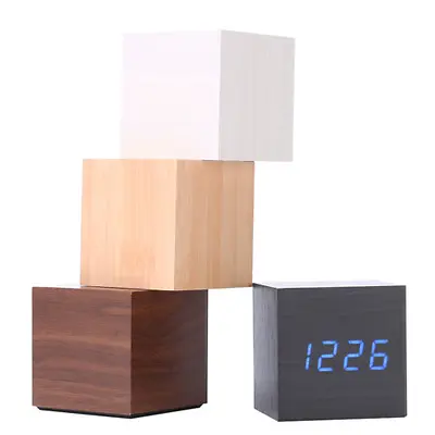 New Modern Wooden Wood Digital LED Desk Alarm Clock Thermometer Timer Calendar   • $9.98