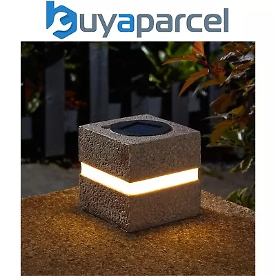 2 X Smart Garden Solar Glam Rock Granite Stone Effect Cube Light Bollard LED • £24.99