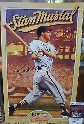 NICE Autographed Cardinals Stan Musial 14x23 Busch Poster JSA COA RARE Baseball • $249.95