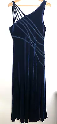 FIRST AVENUE COLLECTION Midnight Blue Velvet Evening Cocktail Party Dress - 14 • $56.83