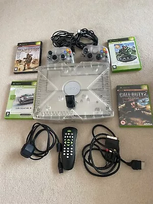 XBOX CRYSTAL ORIGINAL CONSOLE Parts Or Repair Controllers Movie Kit Games • £35