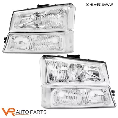 Chrome Clear Corner Headlights+Signal Bumper Lamp Fit For 03-06 Chevy Silverado • $55.80