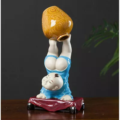 12.6  Pottery Clay Pure Handcrafted Children Handstand Play Demijohn Statue • $191.89