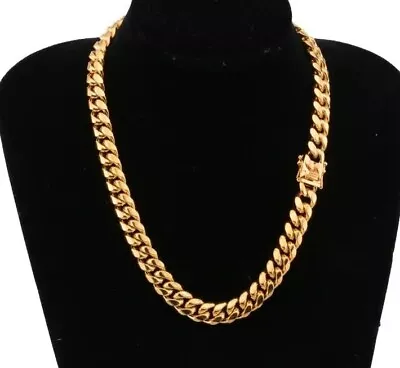 Men's Women's Gold Plated Chain Necklace Cuban 24  Inches Long 12MM Wide Hip Hop • $75