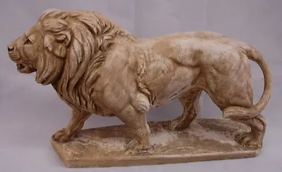 Sandstone Antique Finish Roaring Lion Sculpture Home Decor Statue Wild Cat Art • $67.99