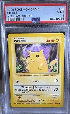 PSA 9 1999 Base Set Pikachu Unlimited #58/102 Pokemon Card • $34.95