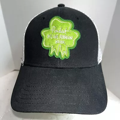 Pabst Blue Ribbon PBR Beer Shamrock Patch Snapback Hat Black White Baseball Cap• • $14.67