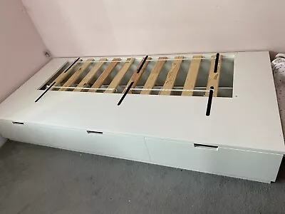 IKEA NORDLI Bed Frame With Storage White 90x200 Cm • £75