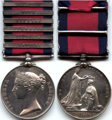 British Military General Service Medal 1793-1814 W/6 Clasps  Thos Munn 57th Foot • $4800