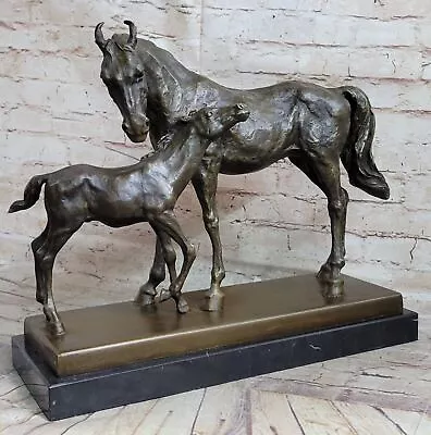 Bronze Horse  Foal On Marble Animal Art Signed Milo Sculpture Statue Artwork • $499