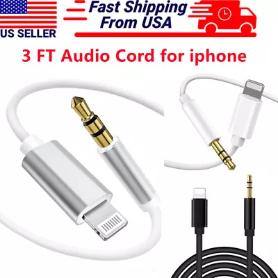 For IPhone 7 8 X XR 11 12 13 Pro Max 8 Pin To 3.5mm AUX Audio Car Adapter Cord • $3.99