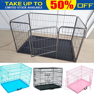 £50.30 • Buy Heavy Duty Dog Puppy Cage Pet Cat Playpen Whelping Box Metal Run Enclosure Floor