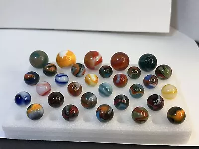 Vintage Peltier Marble Lot Of 30! Flaming Dragons NLRs Multicolored Swirls! • $185