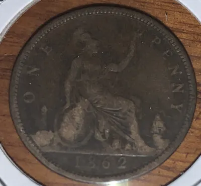 $7.56 • Buy 1862 UK Great Britain United Kingdom QUEEN VICTORIA Genuine Penny Coin