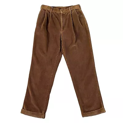 Vintage Jos A Bank Corduroy Pants Mens 31x29 Brown Wide Wale Preppy (Tag 32x30) • $19.99