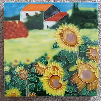 Benaya Hand Painted Ceramic Art Tiles Home Decoration Wall Plaque 8  Golden Day • £19.99