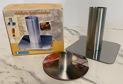 Beer Can Chicken Holder Roaster Vertical Stainless Steel Rack BBQ Grill Oven NEW • $12.99