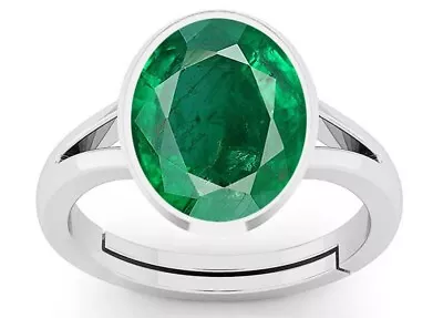 Natural Emerald Adjustable Silver Panna Ring Certified For Women's And Men's • $45