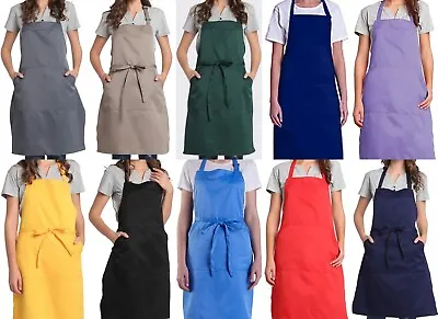 Aprons 2 Pockets Unisex Adjustable Neck Strap Long Side Straps Thick Twills • £7.99