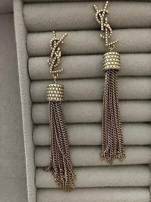 YSL Logo Tassel Earrings. Pre-owned. Very Good Condition. Authentic. • £110