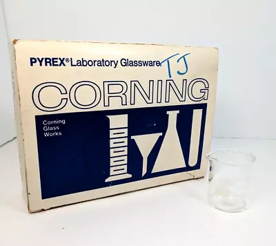 Pyrex Laboratory Glass 50ml Beaker Graduated Spout (9pc) Corning Orig Box Vtg • $37.99