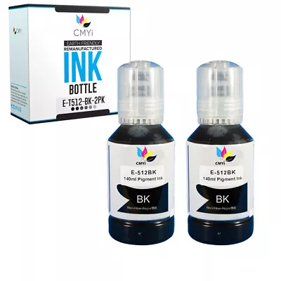 2 PK Black Ink Bottles Replacement For Epson 512 Bottle Fits Expression 7700 • $15.39