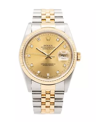 Rolex Datejust 36 Stainless Steel & Gold / Champagne Diamond Dial / 1994 / 16233 • £6450