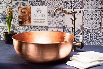 Matte Copper Farmhouse Kitchen Sink | Single Bowl Copper Vessel Sink Bathroom • £236.23