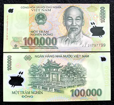 ONE MILLION Vietnamese DONG 10 X 100000 (Sequential) Polymer Vietnam Banknotes • $110