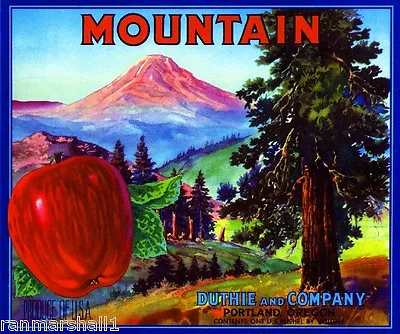 Portland Oregon Mt. Hood Mountain Apple Fruit Crate Label Vintage Art Print • $11.19