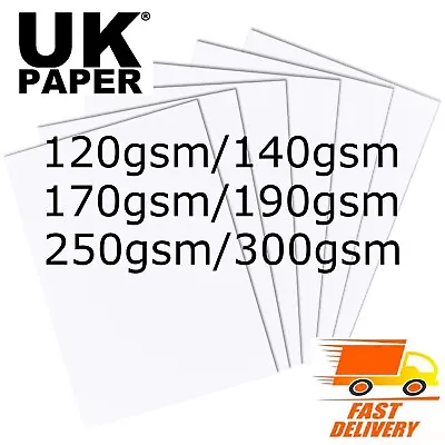 A2 A3 A4 A5 A6 White Card Thick Paper Cardboard Printer Copier Sheets Gsm Crafts • £6.59