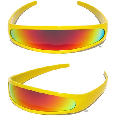 $9.50 • Buy Cyclops Robot Alien Mirror Lens Sunglasses Shield Mirrored Metallic Lens Costume