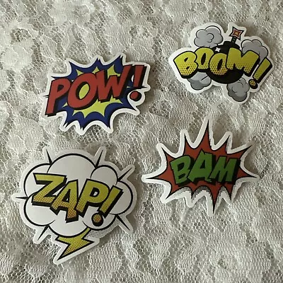 $6 • Buy Lot Of 4 Superhero Comic Expressions Vinyl Stickers Boom Pow Zap Bam