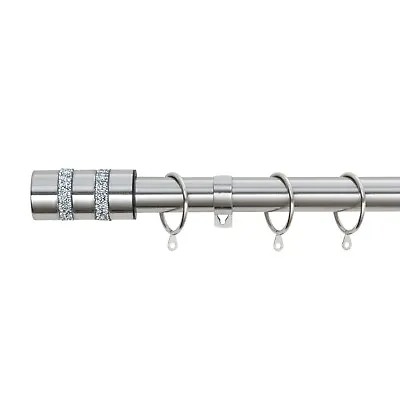 Diamante Barrel Metal Extendable Curtain Pole With Rings And Fittings (25/28mm) • £24.99