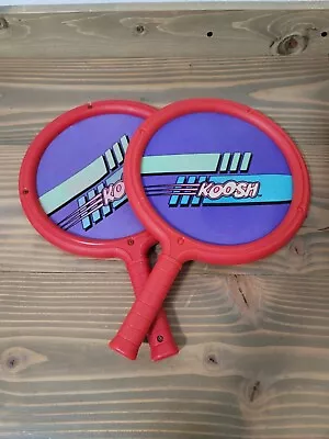 Vintage Original Koosh Paddle Ball Racket Racquet Pair Of 2 OddzOn Red • $24.99