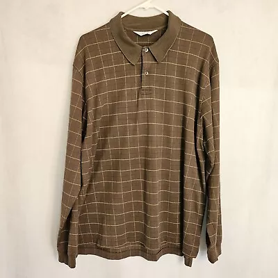 Brooks Brothers Knit Cotton Long Sleeve Polo 100% Cotton Brown Men L Large • $15