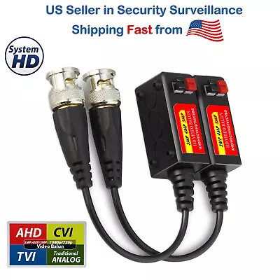 Twisted Pair Megapixel 1080p 720p HD Video Balun CCTV UTP BNC To RJ45 Cat5 Cat6 • $4.99