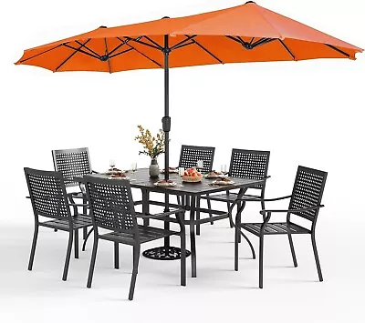 8 Piece Patio Dining Set Outdoor Table And Chairs With Umbrella Furniture Sets • $629.99