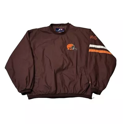 Vintage Cleveland Browns Jacket Mens L Pullover Windbreaker NFL Pro Player 90s • $40.49