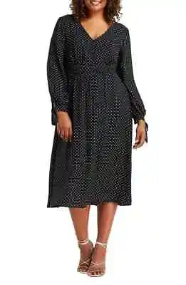 $35 • Buy Estelle Size 14 Long Sleeved Polka Dot Evening Dinner Party Races Cocktail Dress