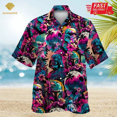 $25.99 • Buy Storm Trooper Boba Fett Darth Vader Tropical Flowers Star Wars Hawaiian  US Size