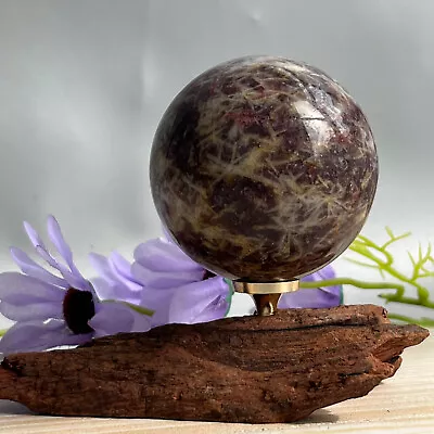 319G Natural Plum Blossom Tourmaline Unicorn Mica Symbiotic Crystal Ball+Stand • $0.01