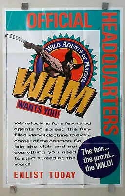 1991 Marvel Comics Fan Club Poster WAM X-Men Wolverine Promotional Promo Pin-up • $21.99