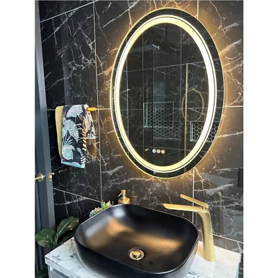 Luxury Oval LED Bathroom Mirror Wall Lighted Vanity Anti-fog CCT Adjustable Plug • $89.91