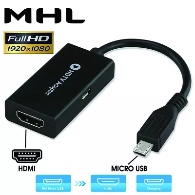 Micro USB To HDMI Cable MHL Adapter 1080p HD TV For Android Phone Samsung HTC • £4.31