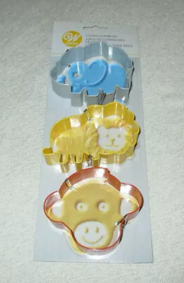 Elephant Lion Monkey Wilton 3 PC Metal Cookie Cutter Set  • $3.95