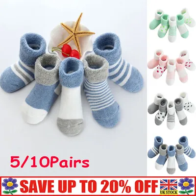 £2.49 • Buy 5/10 Pairs Baby Boys Girls Toddler Cosy Warm Bed Socks Gripper Slipper 0-3Years