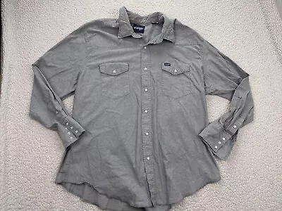 Wrangler Mens 2XL Pearl Snap Shirt Gray Western Long Sleeve • $17.94